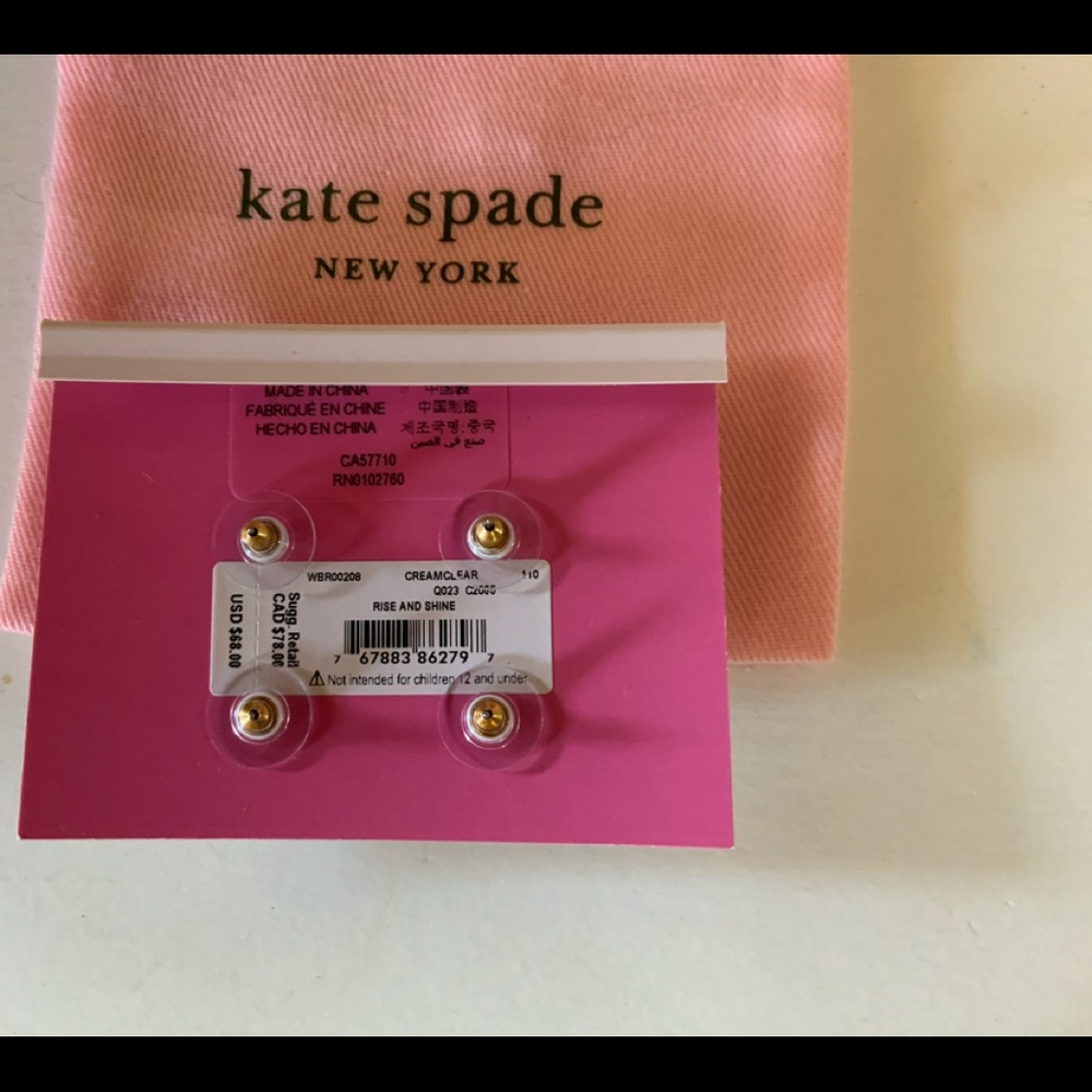 (REDUCED) KATE SPADE PEARL/CUBIC ZIRCONIA PR OF EARRINGS - Picture 3 of 3